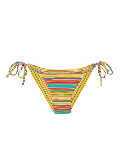 Gelbgestreiftes Bikinihöschen mit Seitenschnüren Calcinha Canarinho Cheeky Bikini BRASIL Shop