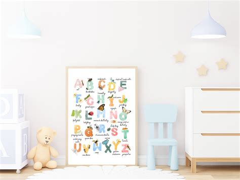 Alphabet Poster Printable, Kids Wall Art, Bug Alphabet Digital Print ...