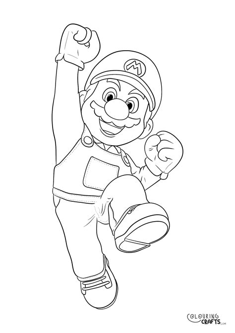 Super Mario Jumping Colouring Page Colouring Crafts