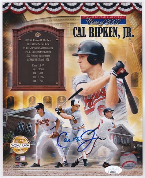 Cal Ripken Jr. Autographed Signed Cal Ripken, Jr. HOF Class Of 2007 ...