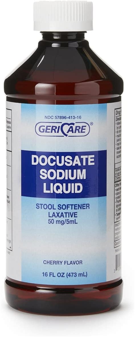 Geri Care Docusate Sodium Liquid Stool Softener Laxative 50 Mg