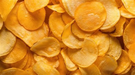 Potato Chip Snack Background Featuring The Enticing Texture Of Crispy