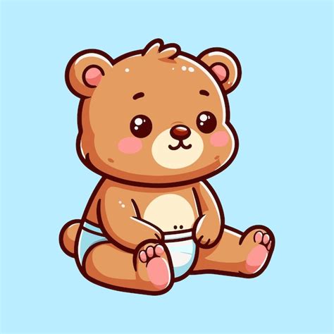 Vector De Desenho Animado De Urso Bonito Sentado Vetor Premium