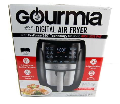 New Gourmia Gaf698 6 Qt Low Fat Digital Air Fryer Black Stainless W Fryforce 360 7445041063011