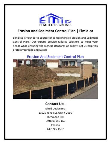 Erosion And Sediment Control Plan Elmid Ca