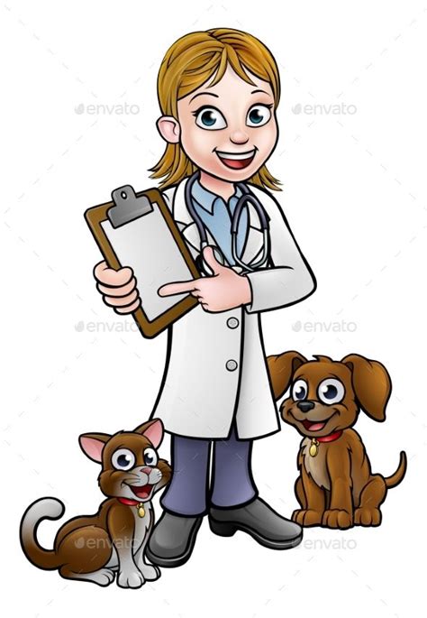 Vet Cartoon Character Holding Clipboard in 2024 | Cartoon character ...