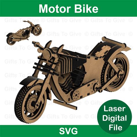 Motor Bike Laser Cut File For Glowforge Svg Cutting Craft Model Etsy