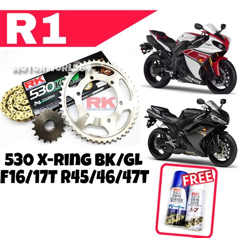 RK SPROCKET SET YAMAHA R1 530 RK KRX X RING RIVET BLACK GOLD CHAIN F16T