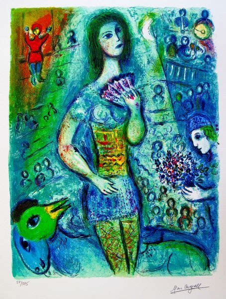 Marc Chagall Limited Edition Facsimile Signed Small Giclee Circus Fan