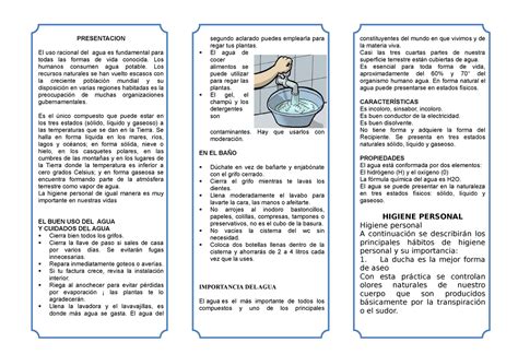 Triptico Del Cuidado Del Agua Presentacion El Uso Racional Del Agua