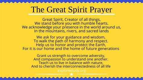 Read The Great Spirit Prayer & Its Powerful Benefits - Explore Study