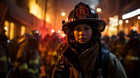 Premium AI Image | Female firefighter in protective uniform standing ...