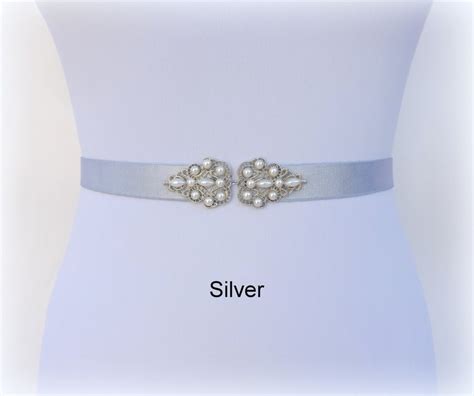 Ivory Bridal Elastic Waist Belt Silver Pearly Jeweled Wedding Etsy