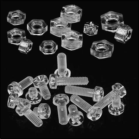 20/50/100Pcs Clear Round Bolts Plastic Screws Nuts PC Nylon Screw M3 M4 ...