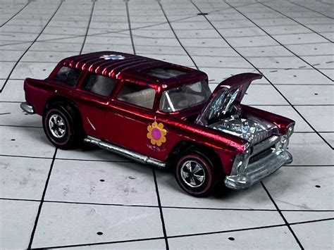 1 Vintage HOT WHEELS Redline Classic Nomad Metallic Red With Flowers 1969 MATTEL EstateSales Org