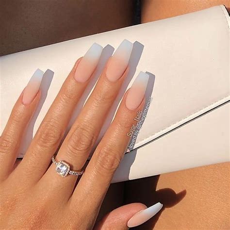 Matte French Ombre On Long Coffin Nails Nail Artist Sugarnails