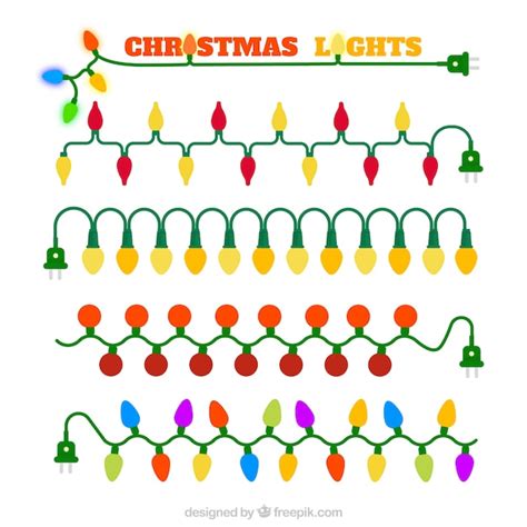 Genial pack de luces navideñas de colores Vector Gratis