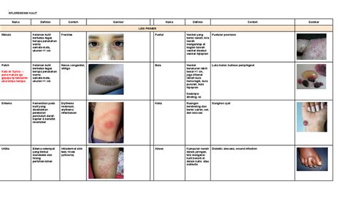 Tabel Kulit Efloresensi Kulit Nama Definisi Contoh Gambar Nama