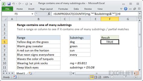 Range contains one of many substrings - Excel formula | Exceljet