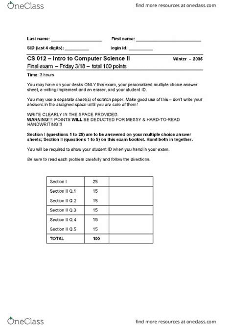 Cs Final Final Exam Oneclass