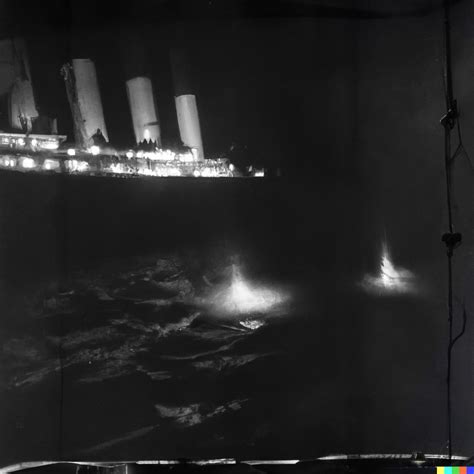 "1912 photo of the Titanic sinking, taken from one of the lifeboats ...