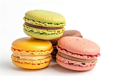 Premium Photo Colored Macaroons Red Green Yellow Chocolate On A White