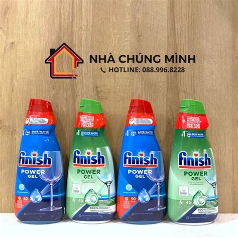 Gel rửa chén bát Finish hữu cơ Eco 0 900ml Gel All In One Max 650ml