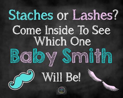 Staches Or Lashes Welcome Sign Gender Reveal Party Gender Etsy