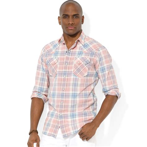 Lyst Polo Ralph Lauren Polo Plaid Western Shirt In Pink For Men