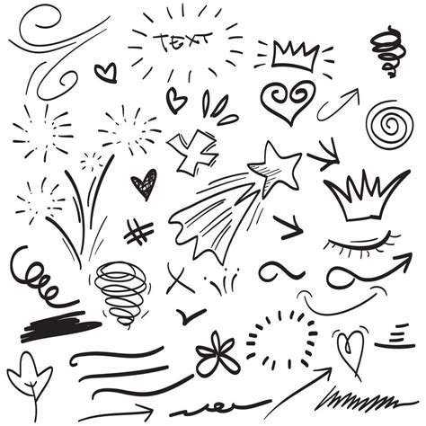 Hand Drawn Set Abstract Doodle Element For Concept Design Isolated On