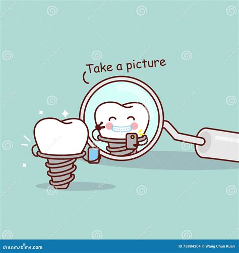 Cartoon Implant Tooth With Dentist Vector Illustration CartoonDealer