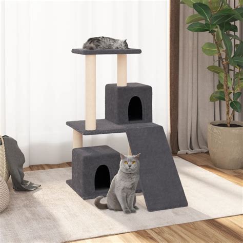 ABB Arbre à chat avec griffoirs en sisal Gris foncé 82 cm Qqmora