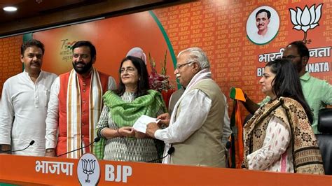 Setback For Congress In Haryana Mla Kiran Choudhry Her Daughter Join Bjp Businesstoday