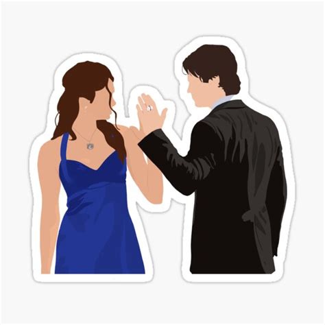 Damon And Elena Sticker For Sale By Fondueeeeeee Redbubble