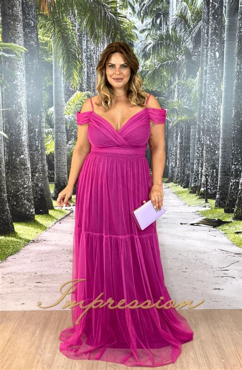 Vestido De Festa Longo Plus Size Pink Impression Modas