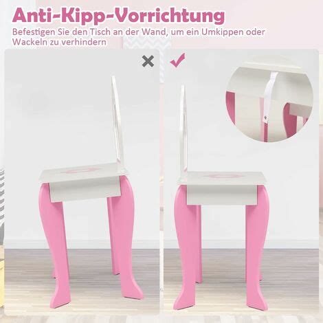 COSTWAY Schminktisch Hocker Set für Kinder Schminktisch mit Hocker