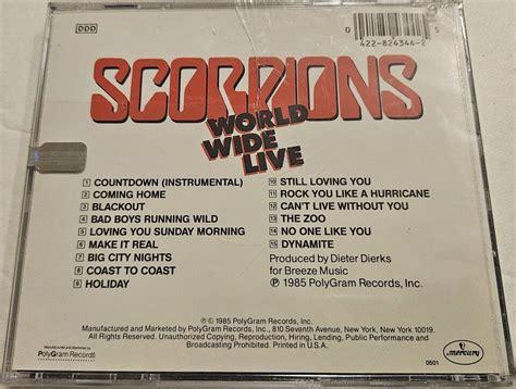 Scorpions World Wide Live Album CD Mercury 1985 824 3442 SEALED