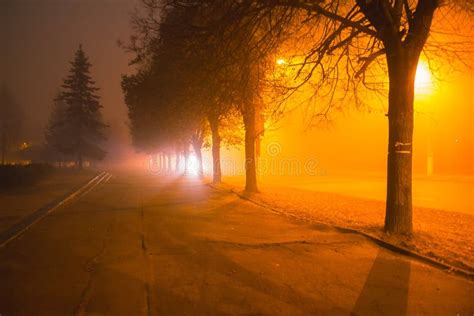 Night Street In The Fog Stock Image Image Of Ghost History 92102415