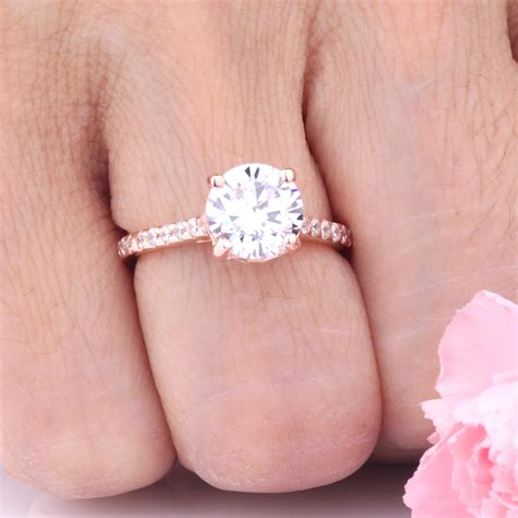 Carats Round Brilliant Cut Cubic Zirconia Sterling Silver Etsy