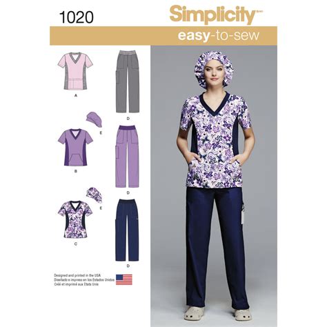 Pattern For Misses And Plus Size Scrubs Simplicity