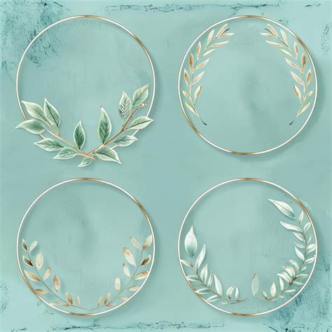 Premium Photo A Image Of Four Circular Frames With Leaves On Them