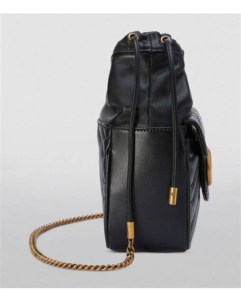 Gucci Leather Gg Marmont Bucket Bag In Black Lyst