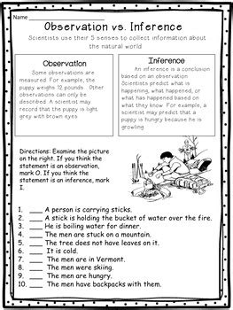 Observation And Inference Worksheet