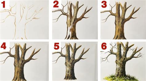 How to Paint a Tree Trunk - Acrylic Painting - Step by Step | Tree trunk painting, Acrylic ...