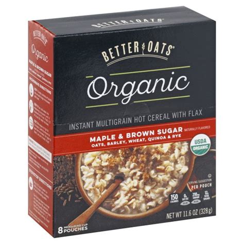Better Oats Organic Maple Brown Sugar Instant Multigrain Hot Cereal