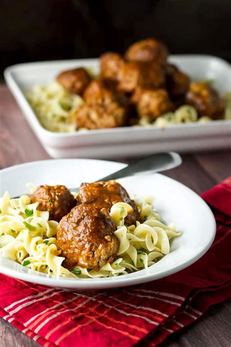 Braised Meatballs with Buttered Noodles | Girl Gone Gourmet