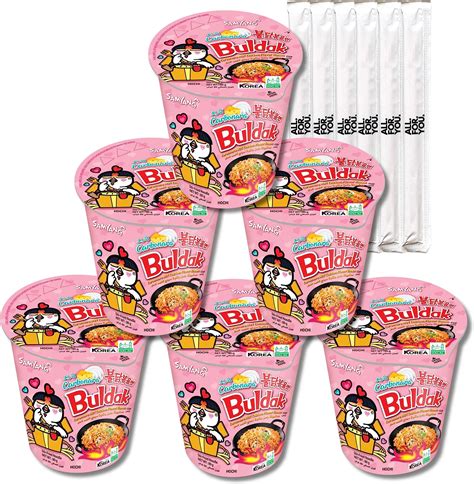 Amazon.com: Buldak Ramen Noodles - Carbonara Flavor - Cup 6 Pack ...