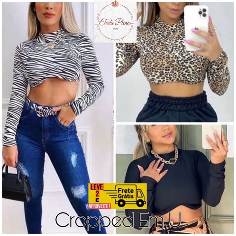 Cropped Croped Manga Longamoda Deolaine Moda Gringa Suplex Bojo Em