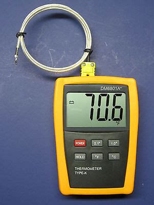 Digital K Type Thermometer With High Temperature Wire Probe Furnace