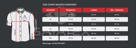 Size Chart Gayatex Konveksi